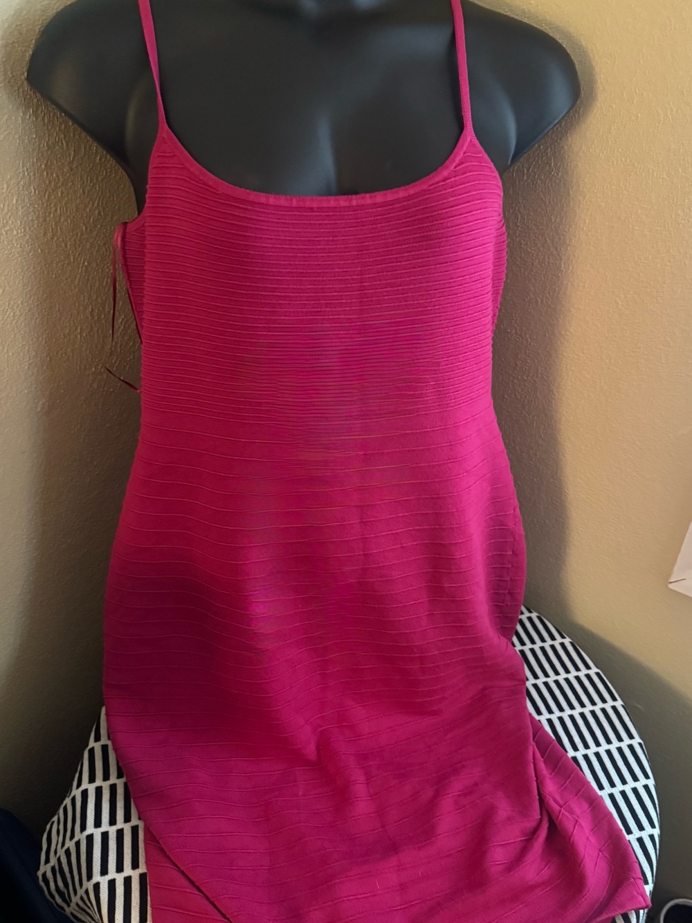 Pink Ribbed Knit Midi Dress- Express